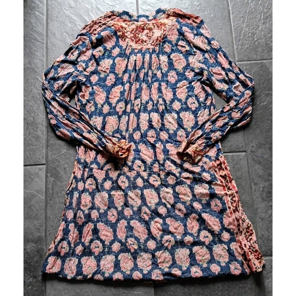 Anthropologie Tiny Patchwork Floral Boho Dress Medium Crochet Prairie Cottagecor - Picture 3 of 16